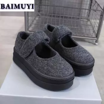 Туфли на плоской подошве из замши для женщин Туфли Мэри Джейн на платформе Модная женская обувь 2025 года Тренд Осень Новые Прогулки Уютные Туфли-лодочки Платье Zapatos Ladies 35 чёрный