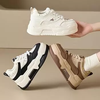 Туфли на плоской подошве оптом, повседневная спортивная обувь, толстая подошва, увеличивающая внутреннюю высоту, маленькие белые туфли для детей, осень и зима 34 белый