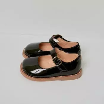 Туфли на плоской подошве с эмалью для девочек Baby Jam, черные-A026 130