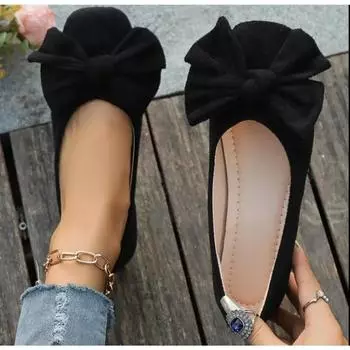 Туфли на плоской подошве с круглым носком и большим бантом из латекса, удобная стелька, фиолетовые туфли цвета хаки, большие размеры, китайский 36 бежевый