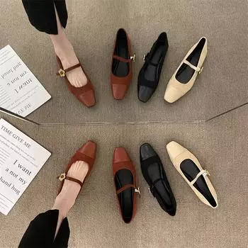 Туфли на плоской подошве с квадратной головкой, модные и удобные женские туфли с мягкой подошвой, туфли Мэри Джейн с неглубокой горловиной 35 красный