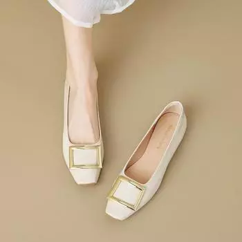 Туфли на плоской подошве с квадратным носком для женщин 35 абрикосовый