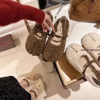 Туфли на плоской подошве с мехом для женщин с круглым носком, повседневные женские мокасины на осень, платье, мокасины с пряжкой, балетки, мокасины без застежек 35