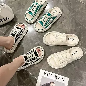 Туфли на плоской подошве с открытым носком, женские тапочки, повседневные шлепанцы на платформе, женские мокасины, роскошные летние туфли 2024 года из искусственной кожи, домашняя обувь 35 зелёный