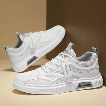 Туфли на плоской подошве, сетчатые дышащие низкие спортивные туфли, модные повседневные мужские туфли на шнуровке в тон 39