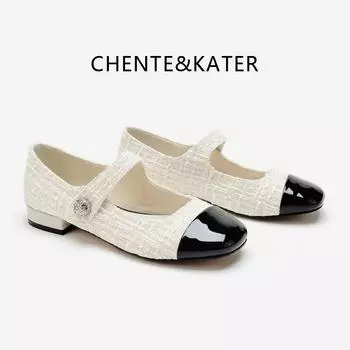 Туфли на плоской подошве Туфли с круглым носком на низком каблуке для женщин 35 чёрный