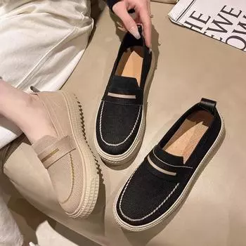 Туфли на плоской подошве Женская обувь Весна 2024 Лоферы Эспадрильи Босоножки Повседневные кроссовки Удобные сетчатые мокасины на платформе без застежек 35 бежевый