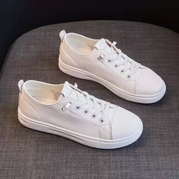 Туфли на плоской подошве женские 2024 года, горячая летняя новая повседневная обувь, универсальная женская обувь, студенческие туфли из натуральной кожи, лоферы, женские кроссовки, женские 35 белый