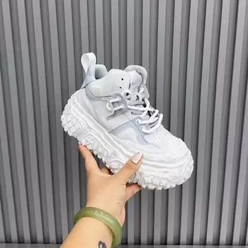 Туфли на плоской подошве женские ботильоны повседневные кроссовки спортивная обувь зимняя плюшевая хлопковая обувь 2024 года тренд на шнуровке беговые ботинки женские 35 белый