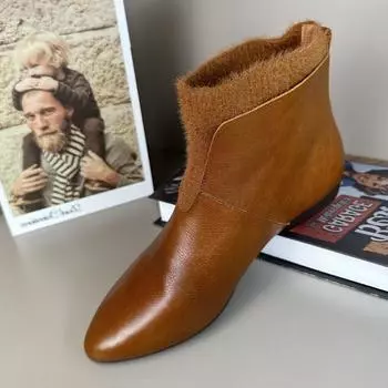 Туфли на плоской подошве женские ботильоны для снега вязаные кожаные туфли зимние женские трендовые новые повседневные ретро готические короткие ботинки для ходьбы женские 35