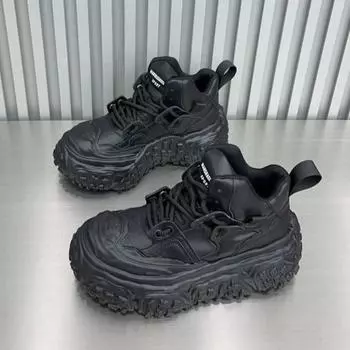 Туфли на плоской подошве женские ботильоны повседневные кроссовки спортивная обувь зимняя плюшевая хлопковая обувь 2024 года тренд на шнуровке беговые ботинки женские 35 чёрный