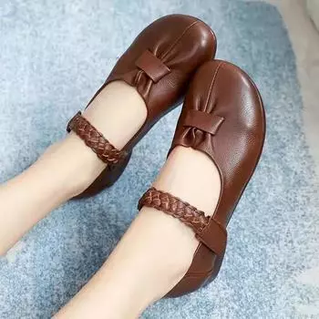 Туфли на плоской подошве женские Four Seasons Beef Tendon Soft Sole Soft Surface Comfortable Non-Slip Shoes для людей среднего и пожилого возраста 40 чёрный