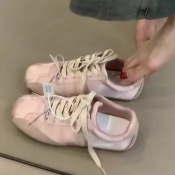 Туфли на плоской подошве женские кроссовки модные повседневные спортивные кроссовки летние мокасины 2025 новый бренд прогулочная обувь трендовая дизайнерская женская обувь 35 розовый