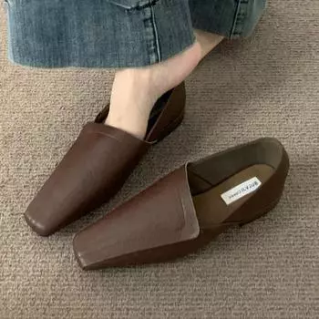 Туфли на плоской подошве женские мокасины элегантные кожаные туфли с квадратным носком мягкие туфли трендовые новые брендовые зимние удобные туфли для ходьбы женские 35