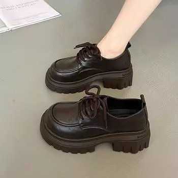 Туфли на плоской подошве, женские мокасины, дизайнерские туфли на шнуровке, новые туфли-оксфорды для девочек, осенние туфли с круглым носком, прогулочные туфли, туфли-лодочки Mujer Zapatillas 39 чёрный