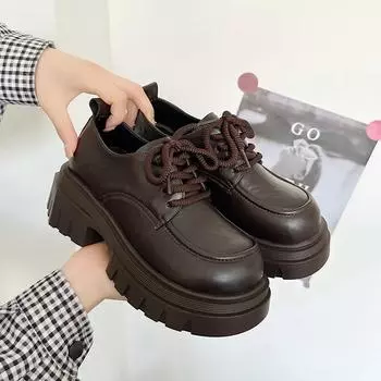 Туфли на плоской подошве, женские мокасины, дизайнерские туфли на шнуровке, новые туфли-оксфорды для девочек, осенние туфли с круглым носком, прогулочные туфли, туфли-лодочки Mujer Zapatillas 35 коричневый