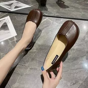 Туфли на плоской подошве женские повседневные туфли без застежек на мелкой подошве для ходьбы женские туфли на плоской подошве удобные мокасины женская обувь для мам Zapatos De Mujer 2024 35 чёрный