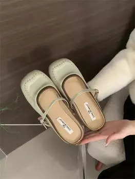 Туфли на плоской подошве женские тапочки повседневные туфли-мюли дизайнерские брендовые сандалии женские летние туфли с открытой пяткой платье шлепанцы удобные шлепанцы Mujer 35