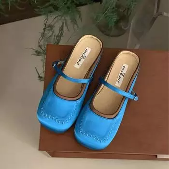 Туфли на плоской подошве женские тапочки повседневные мюли дизайнерские босоножки женские летние туфли с открытой пяткой платье шлепанцы удобные шлепанцы Mujer 35 светло-зеленый