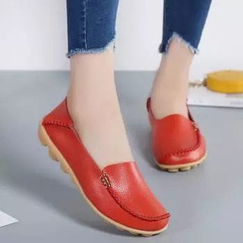 Туфли на плоской подошве женские туфли-лодочки для женщин мокасины из натуральной кожи женские туфли на плоской подошве женская обувь Sapato Feminino 35 бежевый