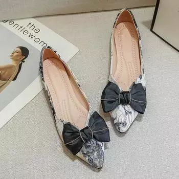 Туфли на плоской подошве женские туфли на плоской подошве новые этнические туфли-лодочки с заостренным носком большие женские туфли женские рабочие туфли удобные для работы 33 чёрный