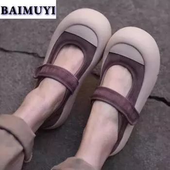 Туфли на плоской подошве женские туфли на платформе брендовая мода Marie Janes туфли на среднем каблуке 2024 года тренд осень повседневное платье для прогулок Chaussures Femme 35 лавандовый