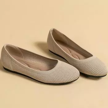 Туфли на плоской подошве женские туфли на плоской подошве с круглым носком из ткани с неглубоким горлом женские туфли модные вязаные туфли на мягкой подошве большие туфли-лодочки 34 коричневый