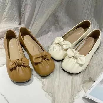 Туфли на плоской подошве женские туфли женские лакированные туфли на низком каблуке неглубокие удобные туфли с бантом повседневные туфли больших размеров для отдыха мокасины 35