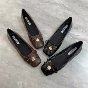 Туфли на плоской подошве женские весенние туфли с бантом 2024 новые дизайнерские женские сандалии для вечеринок женские 39 чёрный