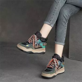 Туфли на шнуровке из натуральной кожи, женские кроссовки, разноцветные, в стиле ретро, удобные кроссовки на платформе 35 серый