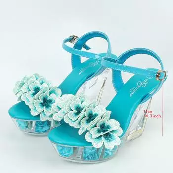 Туфли на танкетке 11 см для ночного клуба, женская обувь с цветочным узором, обувь для подиума, танцевальная обувь на шесте, с кристаллической подошвой LFD-1101-A20 34 розовый