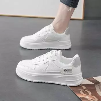 Туфли на толстой подошве белого цвета для женщин, универсальная женская обувь, популярная обувь, женская обувь для увеличения роста из бисквитного торта 35