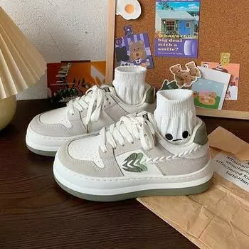 Туфли на толстой подошве белого цвета для женщин, повседневные спортивные дышащие туфли для сёрфинга 35 зелёный