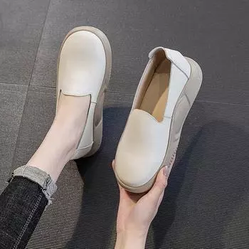 Туфли на толстой подошве белого цвета, женская обувь, повседневные туфли, кожаные туфли для сноуборда 35 бежевый