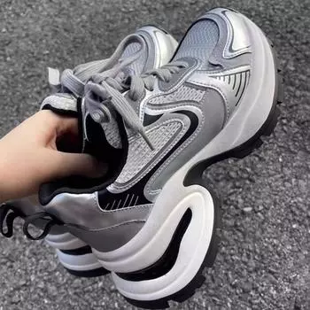 Туфли на толстой подошве для папы для женщин, та же летняя дышащая повседневная обувь для увеличения роста Shorty Music Sports Shoes для женщин 35 серый