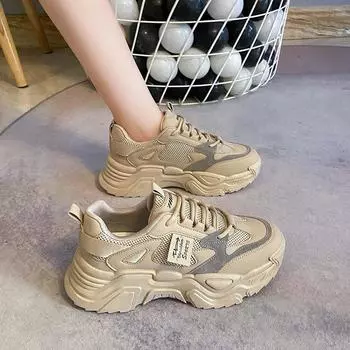 Туфли на толстой подошве для папы, женские, весна-осень 2024 года, двойная сетка, дышащая, мягкая подошва, легкие, маленькие, для студентов, для отдыха и спорта 35