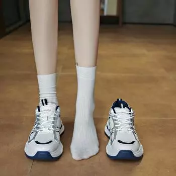 Туфли на толстой подошве для женщин легкие и универсальные, дышащие, чтобы увеличить высоту сетки, беговые, весенние спортивные туфли, повседневная обувь для 35 чёрный