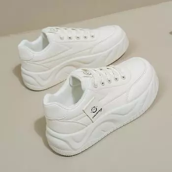 Туфли на толстой подошве для женщин. Весенние новинки для студентов. Модные универсальные туфли с одним слоем. Повседневная обувь на весну и осень. 35 бежевый