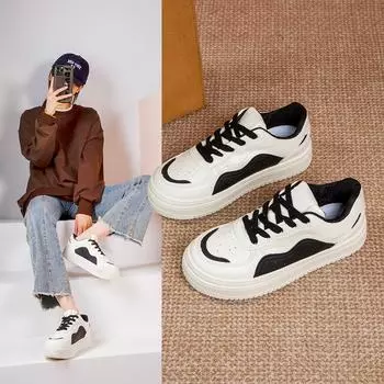 Туфли на толстой подошве, дышащая женская обувь, универсальная спортивная обувь, обувь с большим носком, темперамент, модная женская обувь 36 бежевый