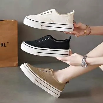 Туфли на толстой подошве из эластичной парусиновой ткани для женщин, дышащие и универсальные повседневные белые туфли, спортивная обувь для сноуборда 35