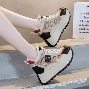 Туфли на толстой подошве из кожи для папы, женские туфли, высокие одинарные туфли 7 см, весна 2025, повседневная обувь с внутренней высотой прилива 35 зелёный