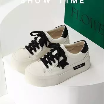 Туфли на толстой подошве из натуральной кожи, белые туфли, женская обувь, повседневная обувь для студентов 35 белый