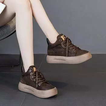 Туфли на толстой подошве Кожаные женские туфли Хлопковые туфли 35 чёрный