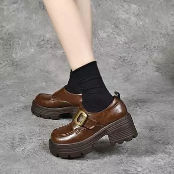 Туфли на толстой подошве Мокасины Одиночные туфли 34 чёрный