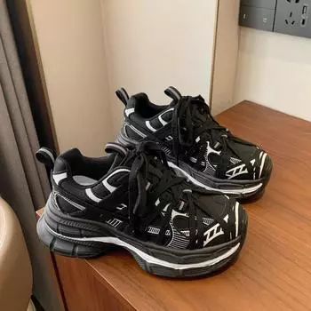 Туфли на толстой подошве Muffin sole, женские, 2024, сетчатые, дышащие, кроссовки, увеличивающие рост 35 серый