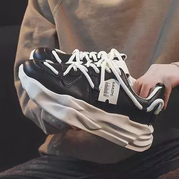 Туфли на толстой подошве, мужская весенняя новая обувь для увеличения роста, модная универсальная обувь с низким верхом, мужская обувь 39 белый