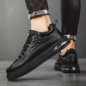 Туфли на толстой подошве мужские всесезонные кожаные туфли дышащие и легкие повседневные туфли на плоской подошве увеличивающие рост спортивные туфли для поездок на работу 39