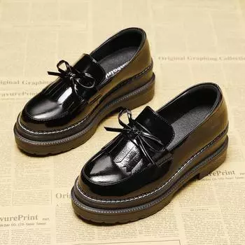 Туфли на толстой подошве Одиночные туфли Кожаные туфли 35 чёрный