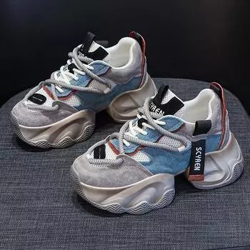 Туфли на толстой подошве, повседневная модная студенческая обувь 34 серый