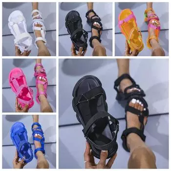 Туфли на толстой подошве, повседневные сандалии на танкетке «рыбий рот», женская обувь, сандалии 37 чёрный